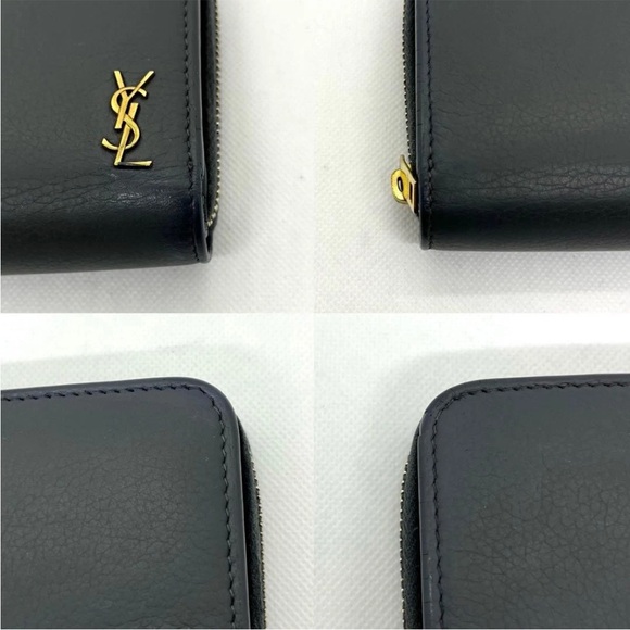 Saint Laurent Black Leather Wallet with Gold Accents - Picture 6 of 11